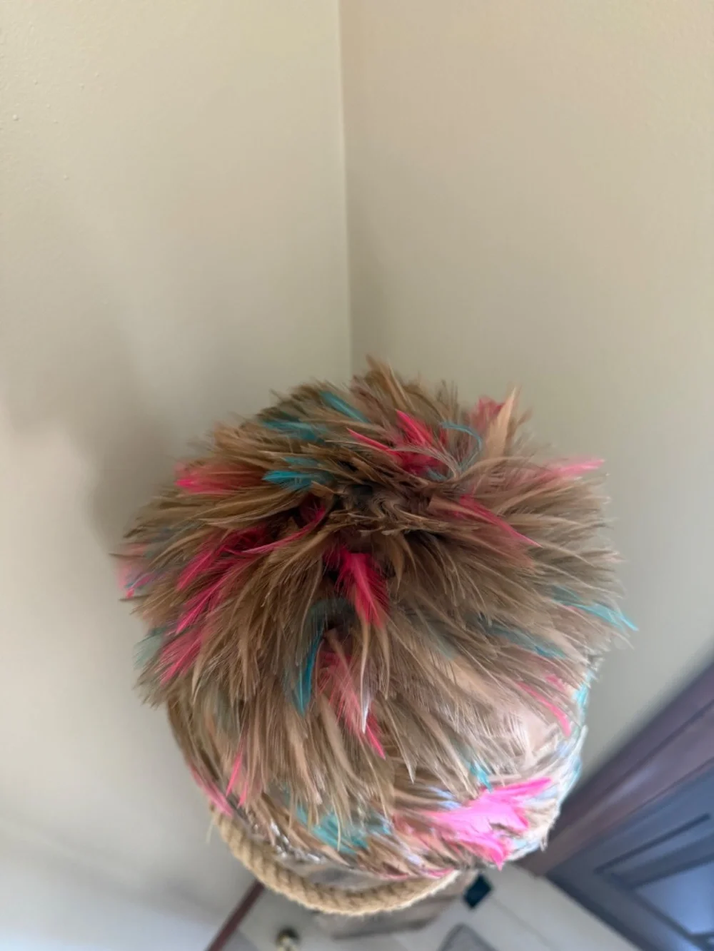 FABULOUS Vintage Desi of New York Women's Feather Pillbox with Tuft Hat Small